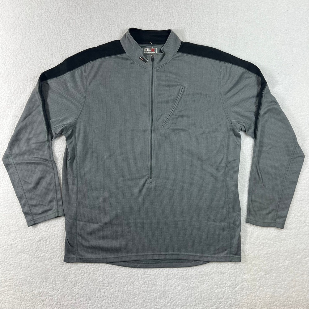 RLX Polo Sport Men's Gray Quarter Zip Pullover Performance Jacket Size L VTG NWT